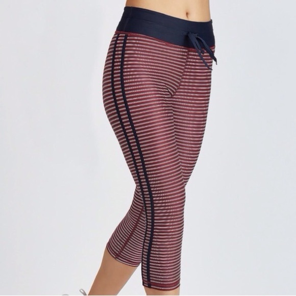 The Upside Leggings Burgundy Red Rum And Raisin NYC Striped Performance Pant 6 - Picture 10 of 10